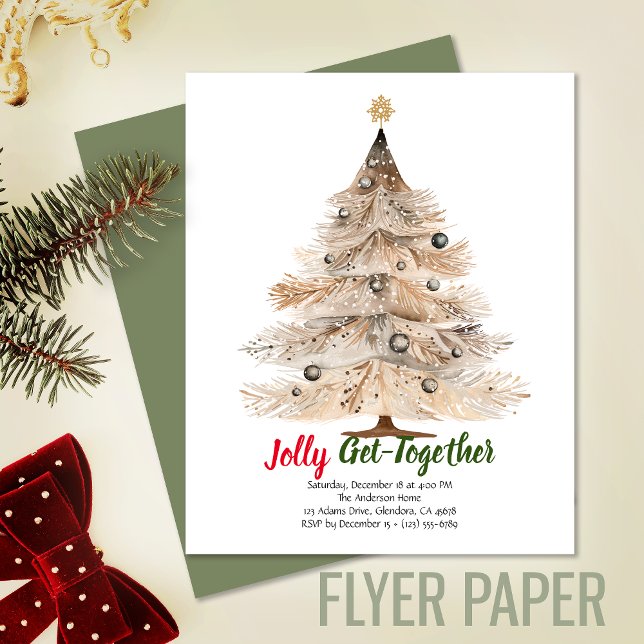 Christmas Tree Get Together Party Invitation Flyer (Exceptional value: budget-friendly Christmas invitation for memorable events and cost saving!)