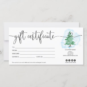 Christmas tree gift card certificate add logo