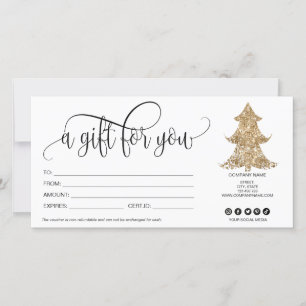 Christmas tree gift card certificate glitter