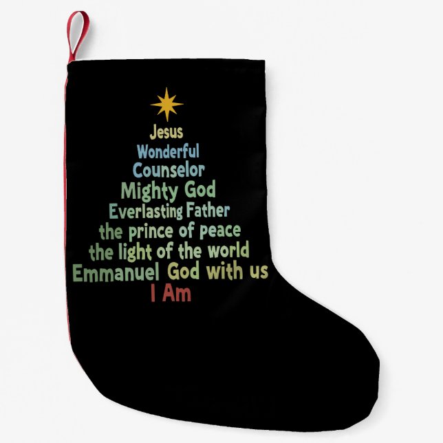 Christmas Tree Gift Faith Christian Holiday Merry  Small Christmas Stocking (Front)