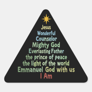 Christmas Tree Gift Faith Christian Holiday Merry Triangle Sticker