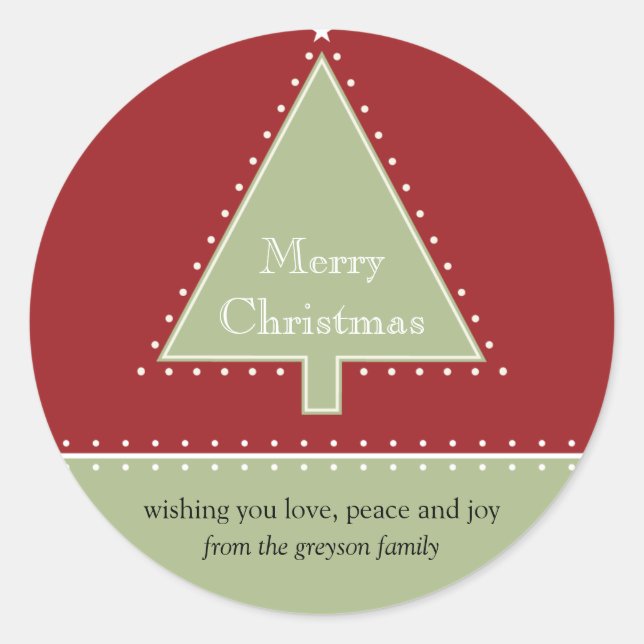 Christmas Tree Gift Message Sticker (Front)