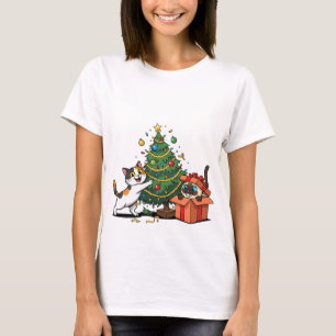Christmas Tree & Gift Surprise Cats  T-Shirt