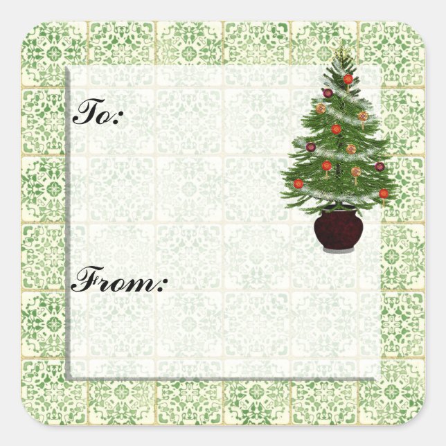 Christmas Tree Gift Tag Sticker (Front)