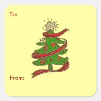Christmas Tree Gift Tag Sticker
