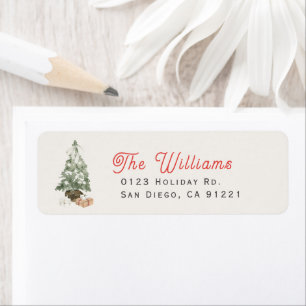 Christmas Tree & gifts Holiday Address Label