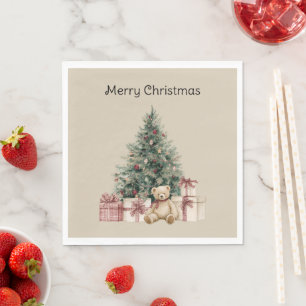 Christmas Tree Gifts Teddy Bear Napkin