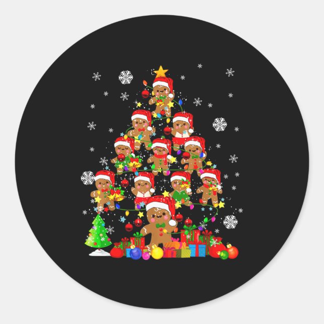 Christmas Tree Gingerbread Christmas Santa Gingerb Classic Round Sticker (Front)