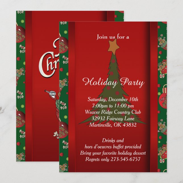 Christmas Tree Gingerbread Holiday Invitation (Front/Back)