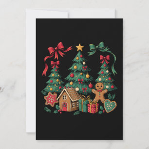Christmas Tree Gingerbread House Cookies Xmas Bow Invitation