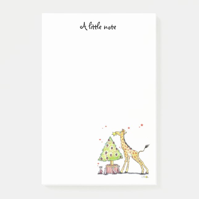 Christmas tree & giraffe - christmas party festive post-it notes (Front)