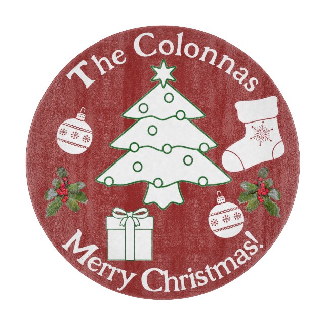 Christmas Tree Glass Cutting Board (Front)