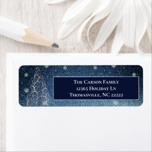 Christmas Tree Glitter and Snowflakes Blue