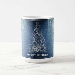 Christmas Tree Glitter and Snowflakes   Blue Coffee Mug