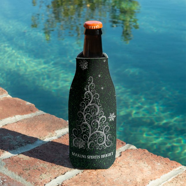 Christmas Tree Glitter and Snowflakes | Green Bottle Cooler (In Situ Pool)