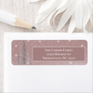 Christmas Tree Glitter and Snowflakes Pink