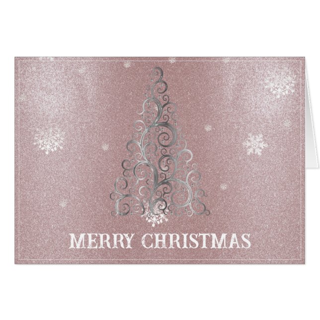 Christmas Tree Glitter and Snowflakes | Pink (Front Horizontal)