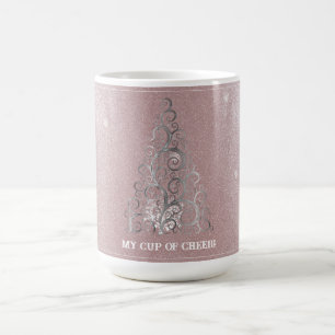 Christmas Tree Glitter and Snowflakes   Pink Coffee Mug