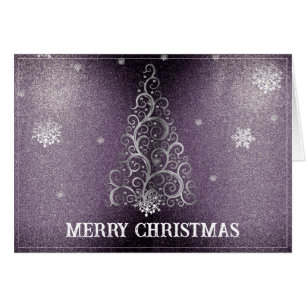 Christmas Tree Glitter and Snowflakes Purple