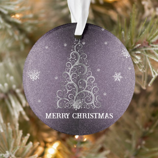 Christmas Tree Glitter and Snowflakes | Purple Ornament (Tree)