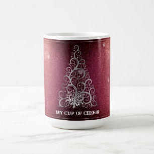 Christmas Tree Glitter and Snowflakes   Red Coffee Mug