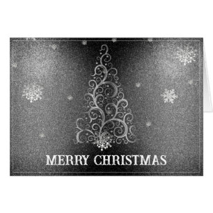 Christmas Tree Glitter and Snowflakes Silver