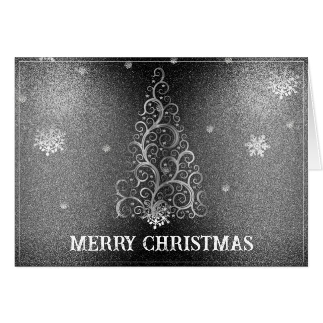 Christmas Tree Glitter and Snowflakes | Silver (Front Horizontal)