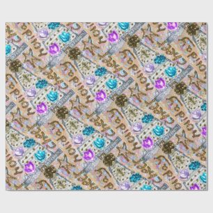 cHRISTMAS Tree glitter collage Wrapping Paper
