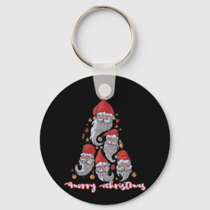 Christmas Tree Gnomes with Santa Hat Key Ring