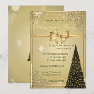 Christmas Tree, Gold Bow,CorporateChristmas Party Invitation