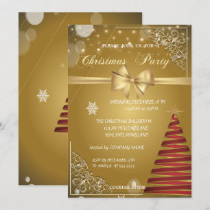 Christmas Tree, Gold Bow,CorporateChristmas Party Invitation