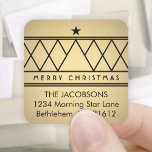 Christmas Tree Gold Faux Foil Return Address Label<br><div class="desc">Add an elegant finishing touch to holiday greeting cards, invitations, or gift baskets with these modern black, cream and faux gold foil glossy return address labels / envelope seals. All text is simple to customise for either personal or corporate use. Personalise with family or business name, address, or other information....</div>