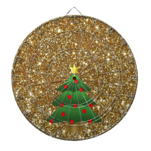 Christmas Tree gold Glitter Dartboard