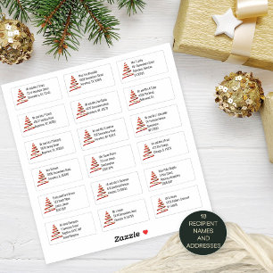 Christmas Tree Gold Red 18 Recipient Addresses
