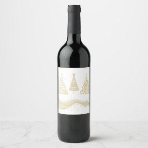 christmas tree gold seasonal invitation wine label