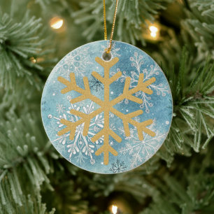 Christmas Tree - Gold Snowflake Ceramic Tree Decoration