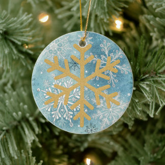Christmas Tree - Gold Snowflake Ceramic Tree Decoration