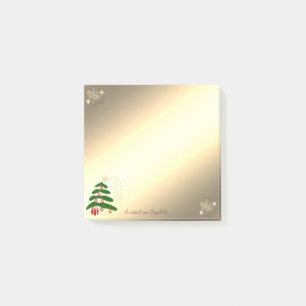 Christmas Tree, Gold Snowflakes-Personalised Post-it Notes