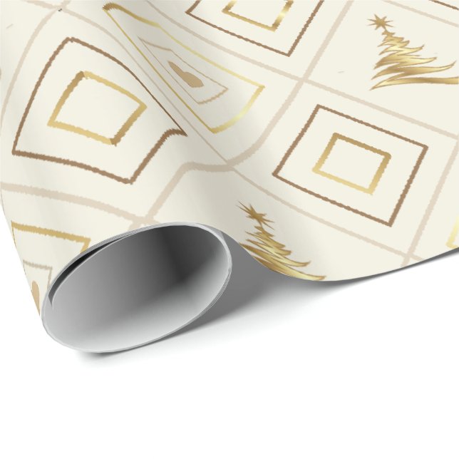 Christmas Tree Gold Wrapping Paper (Roll Corner)