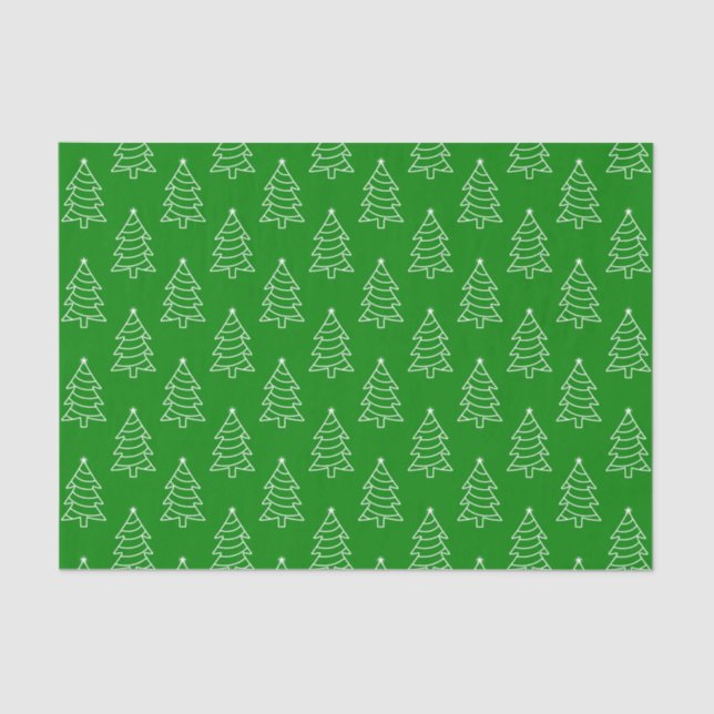 Christmas Tree Green Background Tissue Paper (Front)