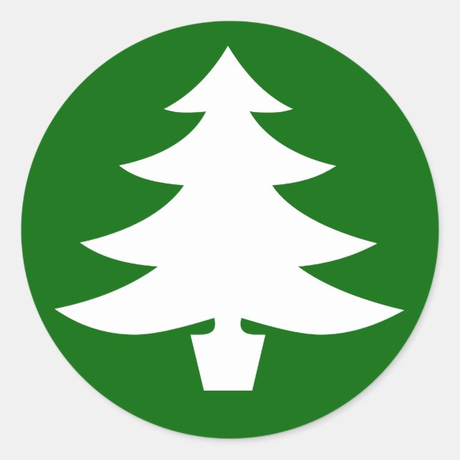Christmas Tree, green Classic Round Sticker (Front)