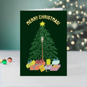 Christmas Tree Green Foil Holiday Card