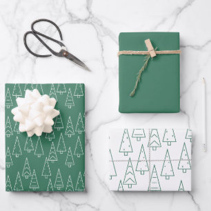 Christmas Tree Green Modern Minimal Wrapping Paper Sheet