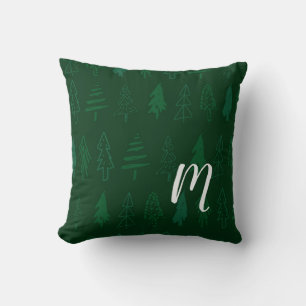 Christmas Tree - Green Monogram Cushion