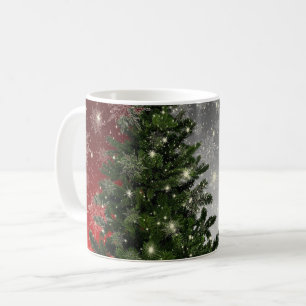 Christmas Tree Green Red Silver Sparkle Coffee Mug