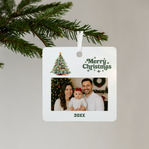 Christmas tree green white photo metal tree decoration