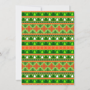 CHRISTMAS TREE GREEN WHITE RED ORNAMENTS INVITATION
