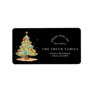 Christmas Tree Greenery & Berry New Address  Label