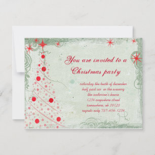 Christmas Tree Grunge Christmas Party Invitation
