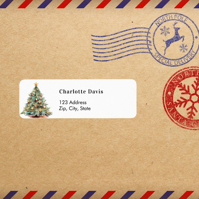 Christmas tree hand-drawn return address (Creator Uploaded)
